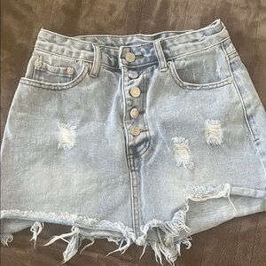 Princess Polly Light Blue Distressed Mini Skirt